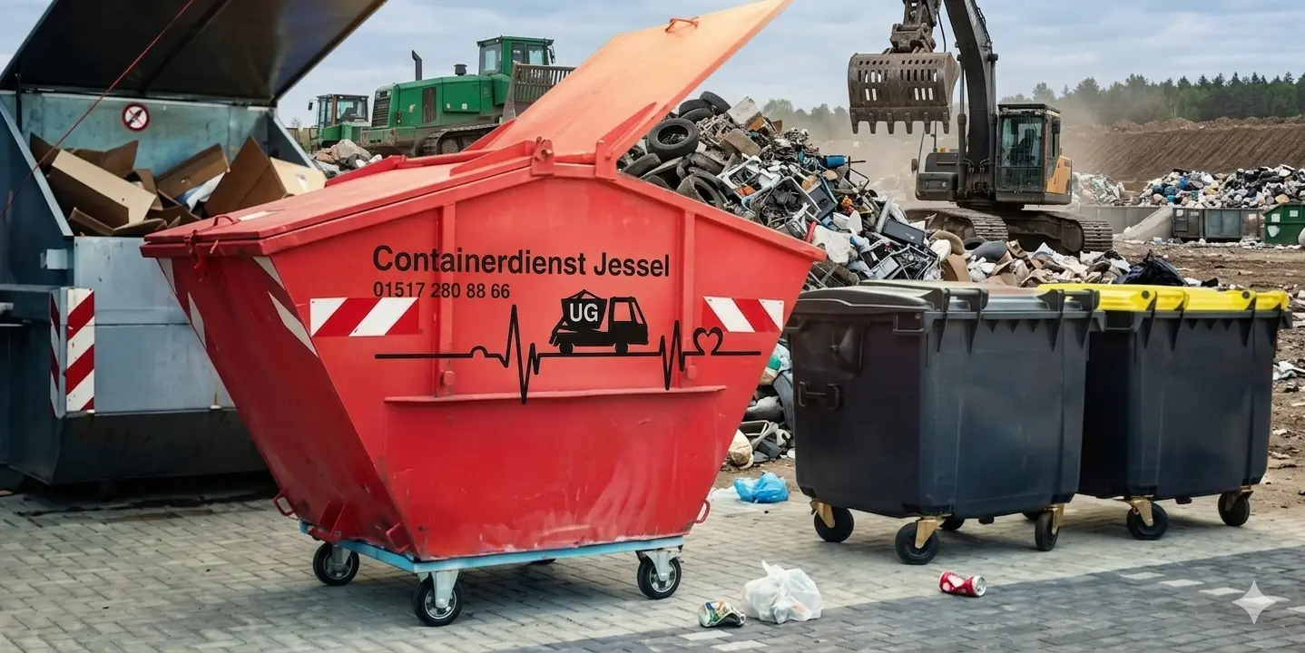 Container für die fachgerechte Entsorgung auf einer Baustelle